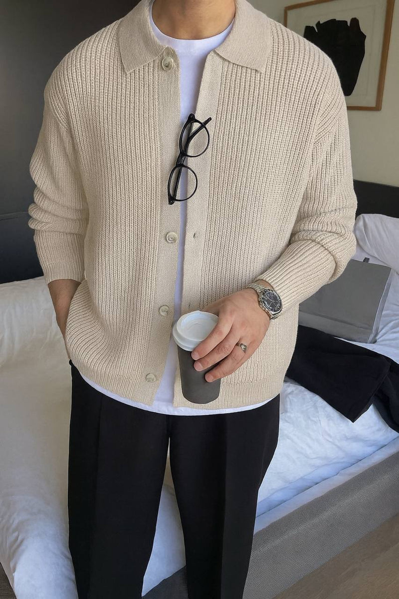 Veste en tricot à col chemise