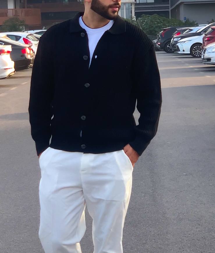 Veste en tricot à col chemise